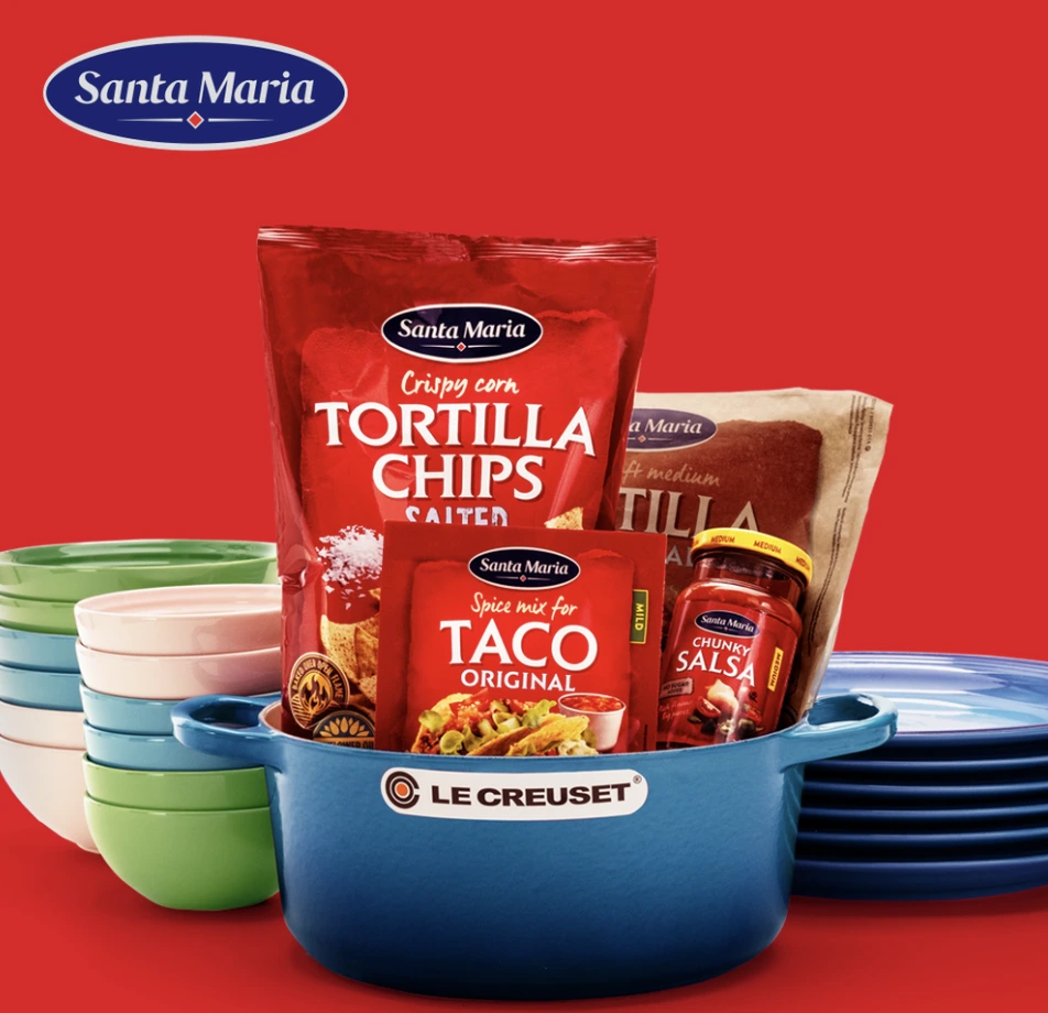 Screenshot of the frontpage for Santa maria x Le Creuset