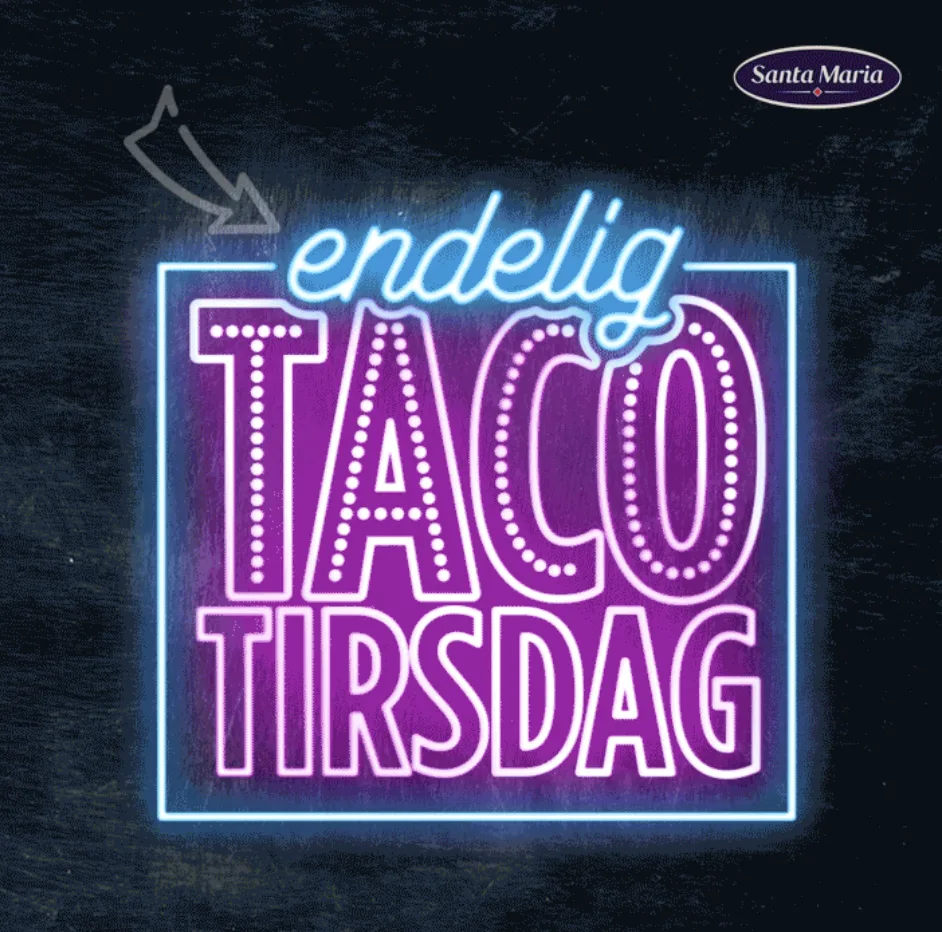 Screenshot of the frontpage for Endelig taco-tirsdag